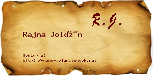 Rajna Jolán névjegykártya